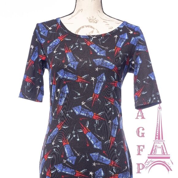 Lularoe Julia dress size S fireworks red blue Firecracker casual comfy  💖2/$30 - Picture 3 of 12